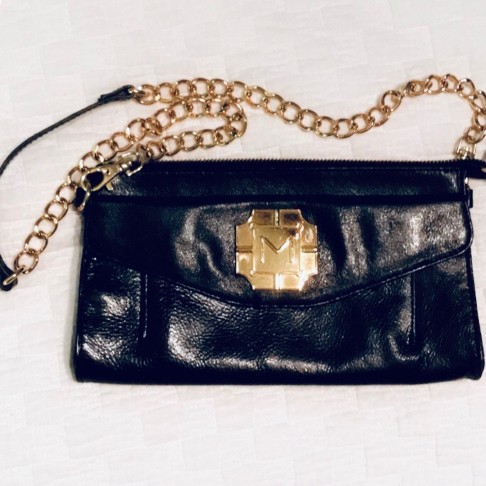 Monet Black Patent Leather Crossbody Purse